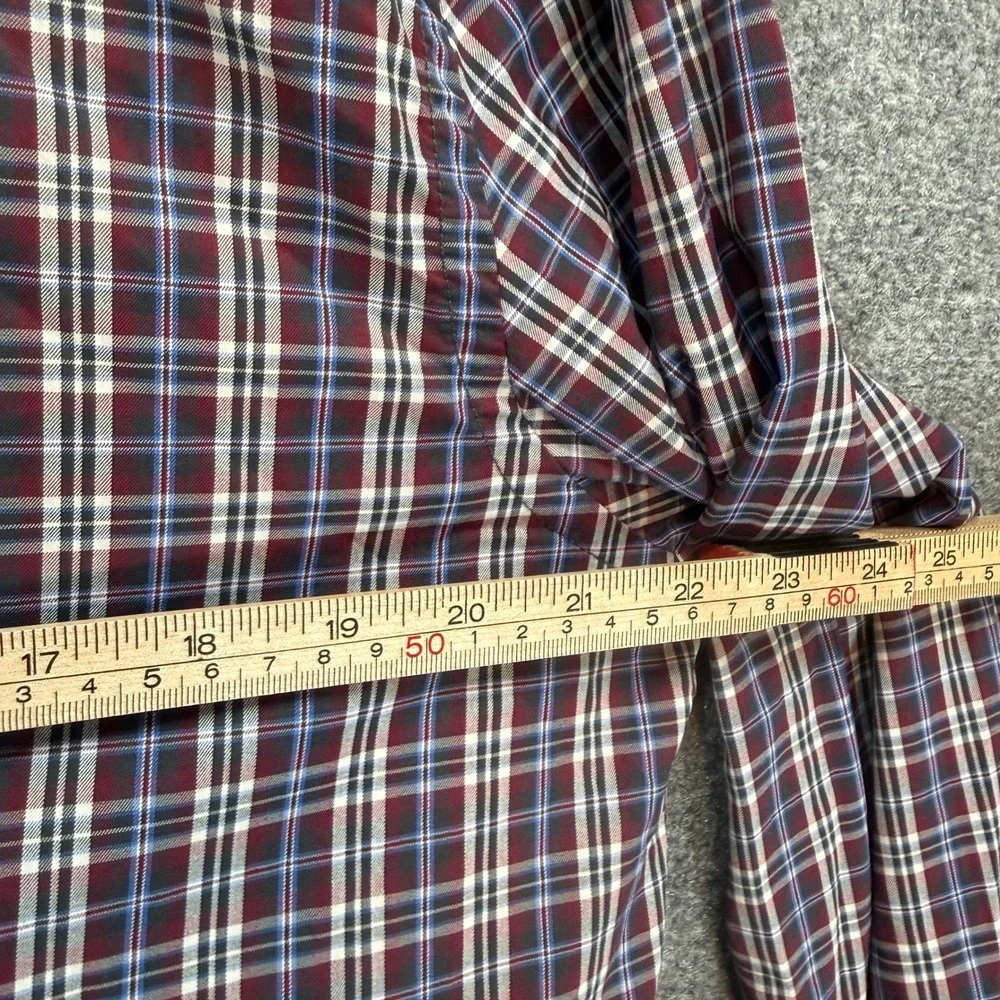 Untuckit Button Down Shirt Mens XL Maroon Plaid Stretch Performance Long Sleeve